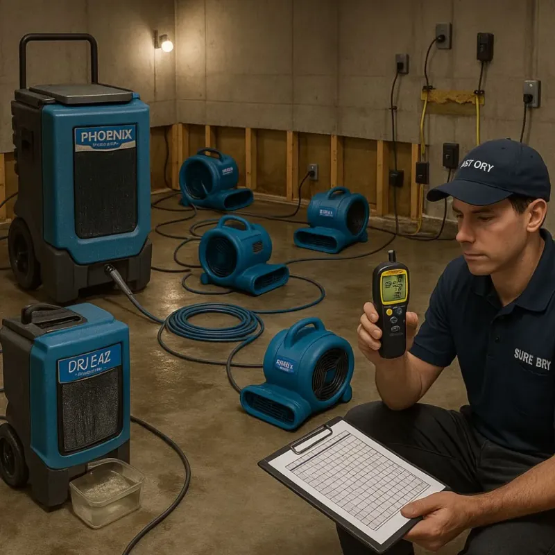 Structural Drying and Dehumidification process in Glen Rock, PA